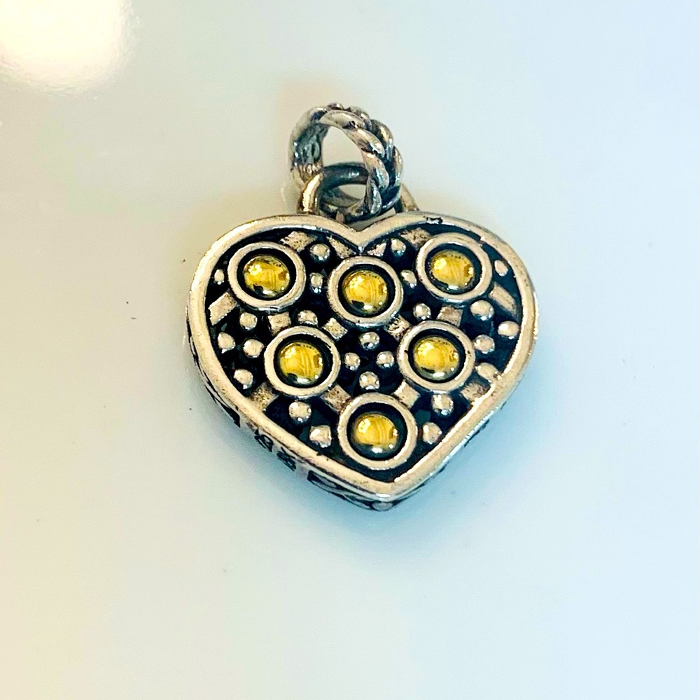 John Hardy 18kt Gold and Silver Dot Heart Pendant